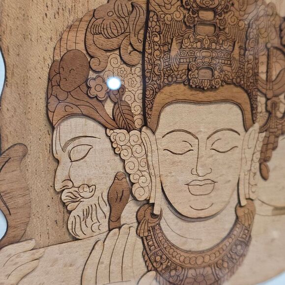 Framed Wood TRIMURTI ELEPHANTAE MAHESHA-MURTI handpicked Indian Art Picture - Picture 3 of 7